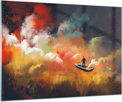 Produktbild von Bilder auf glas - Abstraktion Boot - 100x70cm - Glasbilder - Wandbilder - Kunstdruck - zum Aufhängen bereit - Wanddekoration aus Glas - Glas Bilder - Wandbild auf Glas - Einteilig - GAA100x70-3803