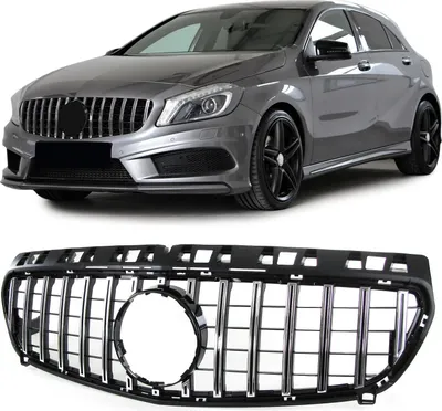 Produktbild von Sport Kühlergrill Schwarz Glanz Chrom passend für Mercedes A Klasse W176 12-15