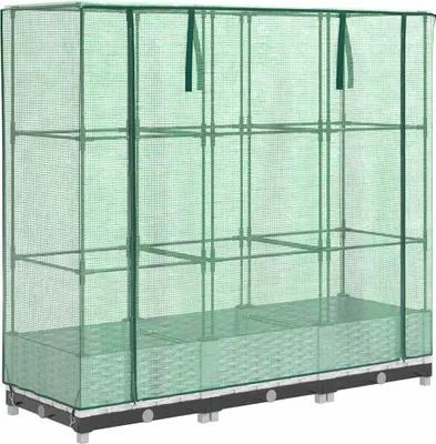 Produktbild von vidaXL Hochbeet mit Gewächshaus-Aufsatz Rattan-Optik 120x40x123 cm