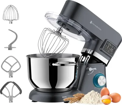 Produktbild von KitchenBrothers Küchenmaschine 1400W Anthrazit - Display - Timer - 6,2L Rührschüssel