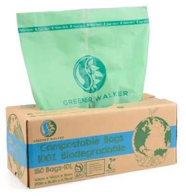 Productafbeelding van Compostzak keukenafvalzak - 6 liter - 150 stuks - Composteerbaar - En13432 en BPI