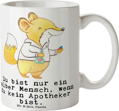 Produktbild von Mr. & Mrs. Panda Tasse Apotheker Herz - Weiß - Geschenk, Approbation, Kaffeetasse, Kaffeebecher, Beruf, Pott, Bedruckte, Lustig, Spruch, Staatsexamen, Teetasse