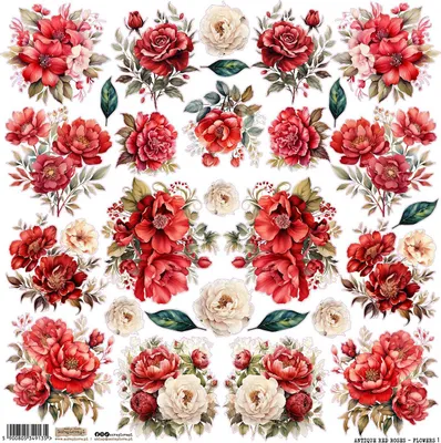 Produktbild von AUFKLEBER ScrapLove Dekor Stickers - Antique Red Roses Flowers 1