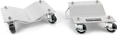 Immagine prodotto di Set-kit carrello sposta auto 2 pezzi carico, pedana moto, sposta auto e moto danneggiate, posizionatori parcheggio veicolo garage officina 675 kg