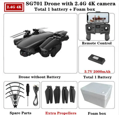 Produktbild von SG701 SG701-S GPS Drohne mit 5G WIFI FPV 4K Dual HD Kamera Optischer Fluss Quadcopter Faltbarer RC Hubschrauber VS S167 E520S 2,4 g Schaumstoffbox