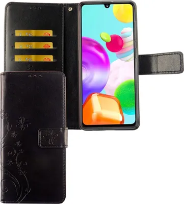 Zdjęcie produktu dla Etui na telefon komórkowy Samsung Galaxy A41 z klapką i miejscem na kartę, czarne
