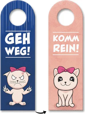 Produktbild von Geh weg! oder Komm rein Türhänger mit lustiger Mangakatze