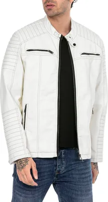 Produktbild von Urban Bikerjacke Steppjacke Kunstleder Weiß L