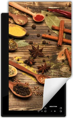 Image de DarHaus Plaque de recouvrement pour cuisinière 1 pièce 30x52 cm Tapis antidérapant Enroulable, bois - Épices