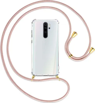 Produktbild von Handykette Backcover-Schutzhülle mit Band (Metall goldfarben) für Xiaomi Redmi Note 8 Pro - roségold