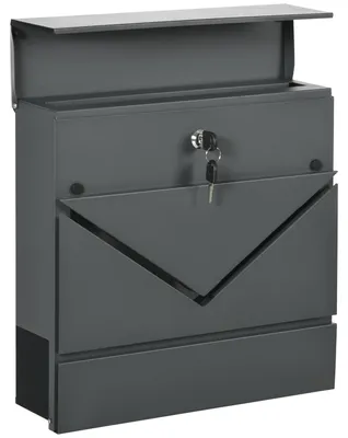 Productafbeelding van HOMCOM Wandbriefkasten met slot, postkasten van verzinkt staal