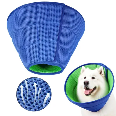 Produktbild von Faltbarer Schutzkragen - Hundeschutzhalsband M - 30–35 cm - Weiches Anti-Leck Halsband für Hunde und Katzen - Verstellbar - Mit Klettverschluss