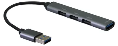 Productafbeelding van helos HUB, 4-in-1 USB-A 3.0 poorten / 3x USB-A 2.0 poorten + 1x USB-A 3.0 poort, in de kleur spacegrijs