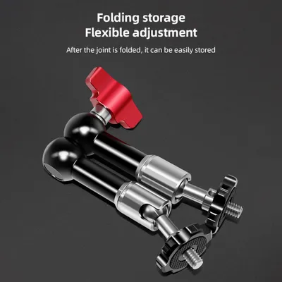 Produktbild von Einstellbarer Gelenkreibungsarm Flexible Verlaengerungshalterung aus Aluminiumlegierung mit doppelter 1/4-Zoll-Schraube, 360 ¡ã drehbar fuer Videomonitor-LED-Licht