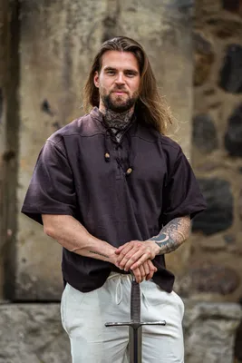 Produktbild von Mittelalter-Kurzarmhemd Braun "Eric" S