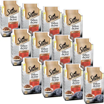 Productafbeelding van Sheba Délices du Jour set met 12 porties vers vlees in saus voor katten