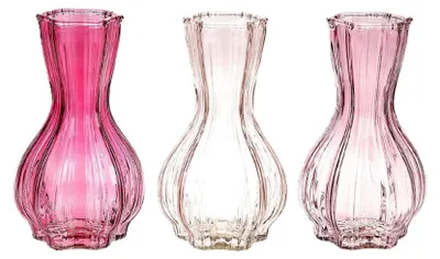 Produktbild von HBX natural living Vase Glas Rosa Modern Dekoration 25,5cm Elegant