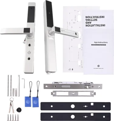 Zdjęcie produktu dla Inteligentny zamek WiFi, drzwi wejściowe bez klucza, TY-APP/odcisk palca/hasło/karta/klucz mechaniczny, 5 metod odblokowania, stop aluminium