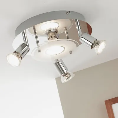 Produktbild von LED Deckenleuchte Spotleuchte 4xGU10 3000K Ø25cm 12W Metall Chrom Briloner