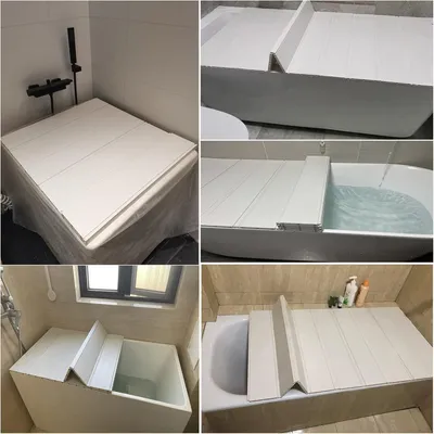 Produktbild von Allecto Premium - Faltbare PVC Badewannenabdeckung mit wasserdichtem Design - Tragkraft 40kg - Badezimmerregal - Isolierabdeckung - Badewannenlade - Staubschutz - 1,2 cm dick - Badzubehör - Platzsparend