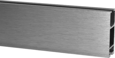 A close-up, straight-on view of a metal curtain rod bracket.