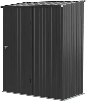 Produktbild von Gerätehaus 1,34 m² Abschließbarer Gartenschrank mit Pultdach aus verzinktem Stahl, 161,5x94,5x196cm, Schwarz