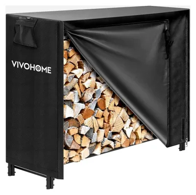Produktbild von 1,2 m Kaminholzregal mit Abdeckung für drinnen und draußen