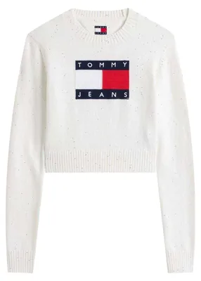Image de Tommy Jeans - Pull-over « Jeans » pour femme, à côtes GT17981 (36 DE) (blanc antique)