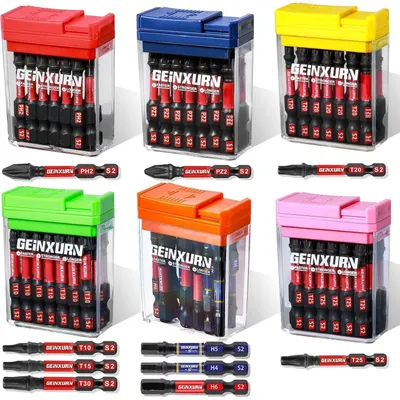 Immagine prodotto di Set di punte per cacciavite resistenti agli urti, 90 pezzi, 50 mm, acciaio S2, magnetiche, a Esagono e a torx