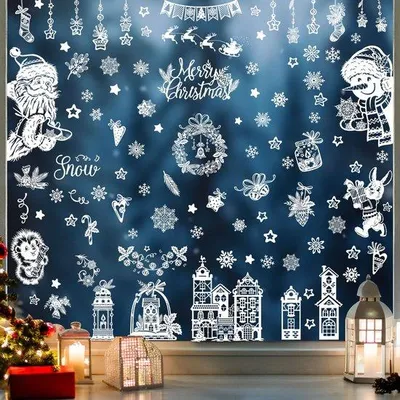 Produktbild von Weihnachtsdekoration 131 Stück Schneeflocken Fensterbilder selbstklebend