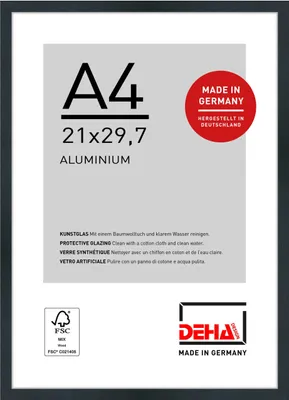 Zdjęcie produktu dla Aluminiowa ramka na zdjęcia DEHA Design Tribeca, 21x29,7 cm (A4), struktura czarny mat