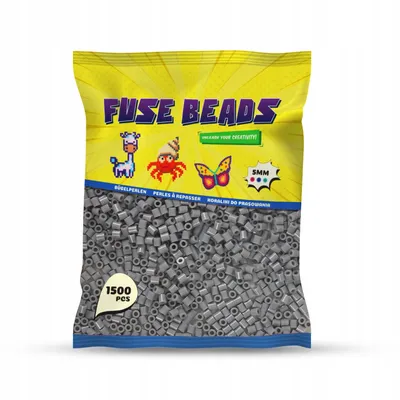 Produktbild von Benny Beads Bügelperlen 1500 Stück, Midi-Größe 5mm, Kreatives Bastelzubehör DIY Fuse Beads (Grau)