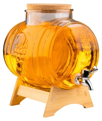Produktbild von Glasfass 5 L mit Holzständer und Zapfhahn rustikal SuperButelki, KI-generiertes Bild