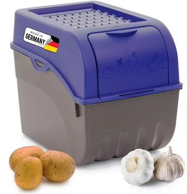 Produktbild von Novaliv 1x Groß 9l Kartoffelhorde marineblau Kartoffelbehälter Kartoffelbeutel Kartoffeleimer Kartoffeldose