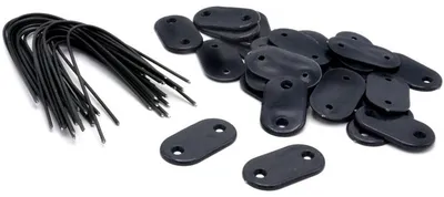 Image de KIT de fixation pour panneaux de protection solaire et voiles d'ombrage, couleur noire, comprenant 26 fixations et 26 câbles (14,5 cm)