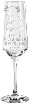 Produktbild von Mr. & Mrs. Panda Glas Axolotl Niedlich - Transparent - Geschenk, Champagnerglas, Sektflöte, Weisheit, Trinkglas, Liebe, Freundin, Sektglas, Lebensweisheit, Kelchglas