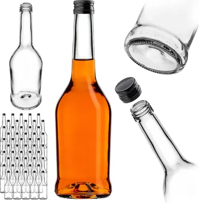 Immagine prodotto di Bottiglie per liquore KADAX 500ml, 50 pezzi, bottiglie vuote per il riempimento di olio, aceto, liquore, vino e grappa, bottiglie di vetro, bottiglie di grappa, bottiglie di succo (nero)