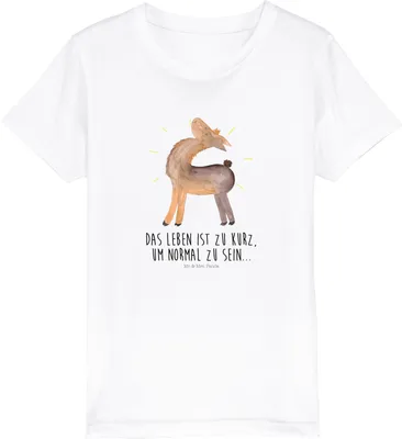 Produktbild von Mr. & Mrs. Panda Kleinkinder T-Shirt Lama Stolz 5-6 Jahre (110/116) - Weiß - Geschenk, Hippie, Family, Kinder Kurzarm, Teenager, Lamas, Mädchen, Kindershirt, Familie