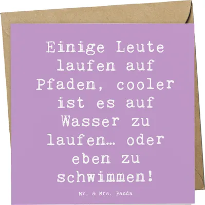Produktbild von Mr. & Mrs. Panda Deluxe Karte Spruch Schwimmen Pfade - Lavendeltraum - Geschenk, Sportler, Schwimmtechnik, anlasskarte, Wasser, Schwimmsport, Glückwunschkarte, faltkarte