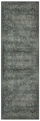 Image de Tapis Kurzflor style vintage oriental, idéal pour le salon, la chambre à coucher ou la chambre d'enfant, couleur vert, dimensions : 80 x 250 cm, forme rectangulaire
