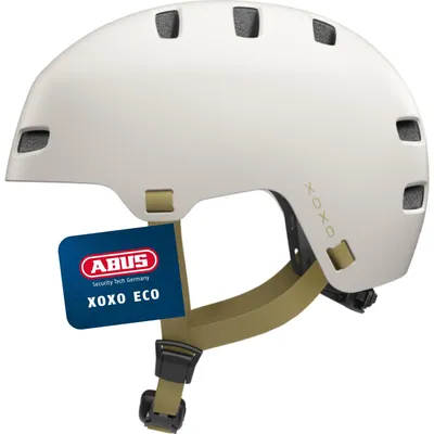 Immagine prodotto di Casco da bici ABUS XOXO ECO - casco da città in look skater - casco per skateboard, bici, scooter - tutti i componenti parzialmente o completamente riciclati - per adolescenti e adulti - taglia S, taupe