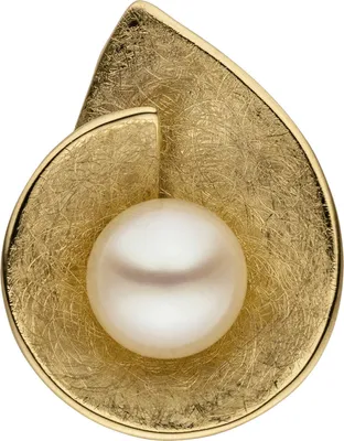 Produktbild von Anhänger aus 585 Gold Gelbgold eismattiert mit Süßwasser Perle Halsschmuck Damen