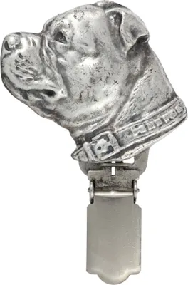 Image de Bull terrier du Staffordshire - broche avec clip, porte-dossard, pin's argenté pour exposition canine de la marque Art-Dog