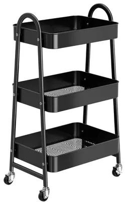 Immagine prodotto di Carrello metallico con 3 ripiani, ideale per cucina e soggiorno