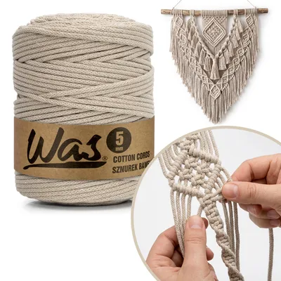 Produktbild von Baumwollkordel Geflochtene Baumwollschnur Polyesterkernschnur Für Makramee Makramee-Seil Bastelkordel 5mm 200m Cappuccino DIY WAS