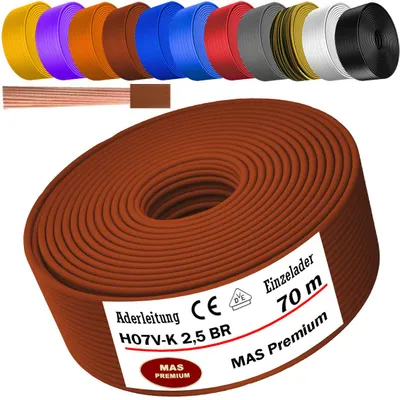 Obrázok produktu pre 70 m žilový kábel H07 V-K BR 1x2,5 mm² hnedý jednožilový flexibilný