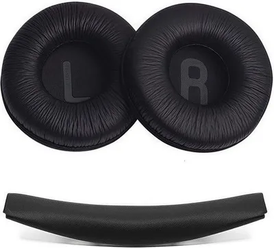 Image de Pour les casques JBL T450 BT, T500 BT et JR300 : coussinets en cuir souples et confortables, avec rembourrage et isolation phonique, noir