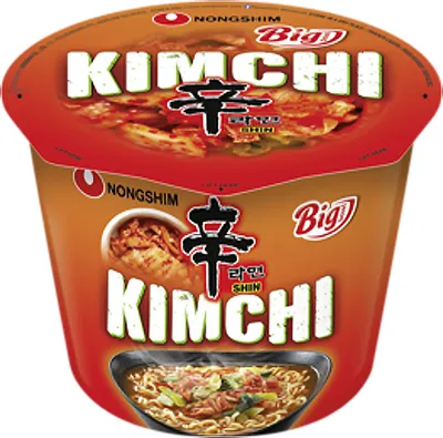 A product shot of a cup of instant noodles.