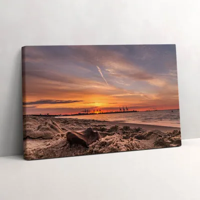 Produktbild von Sonnenuntergang über dem Strand – Leinwandbild Wandbild – 60x40 cm – Leinwandbilder – Wandbilder – Schlafzimmer – Flur