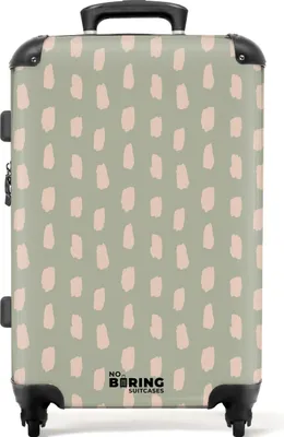 Produktbild von NoBoringSuitcases.com Hartschalen Koffer Mittelgroß 67x43x25 cm, 72L, Bunte Drucke für Frauen: Grün mit beigen Flecken, Reisekoffer mit 4 Rollen